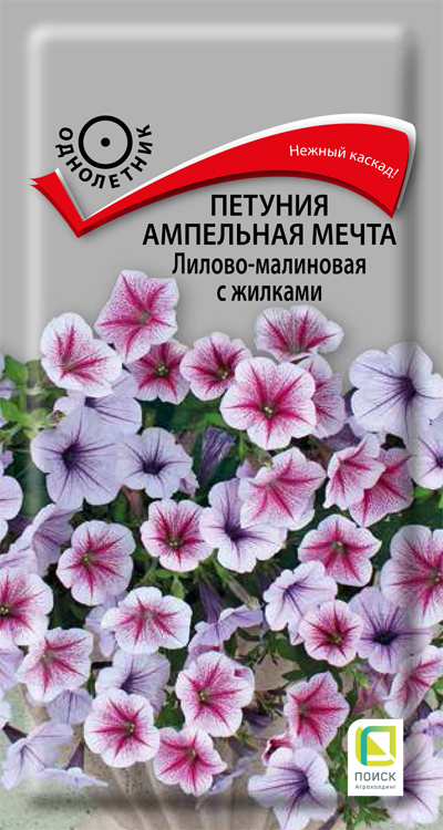 Петуния Мечта Лилово-малиновая с жилками (ЦВ) («1) 5 шт ампельная