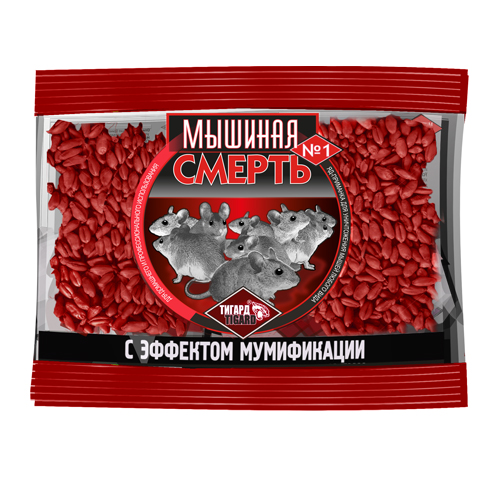 Средства от мышей: Мышиная смерть №1 зерно, пак 100г. (кор. 100шт)